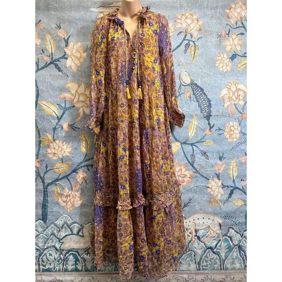 Anthropologie The Marais Printed Chiffon Maxi Dress Size S - Picture 8 of 11